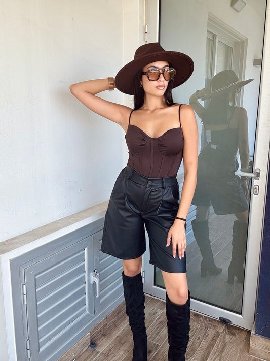 Natalia leather bermuda short